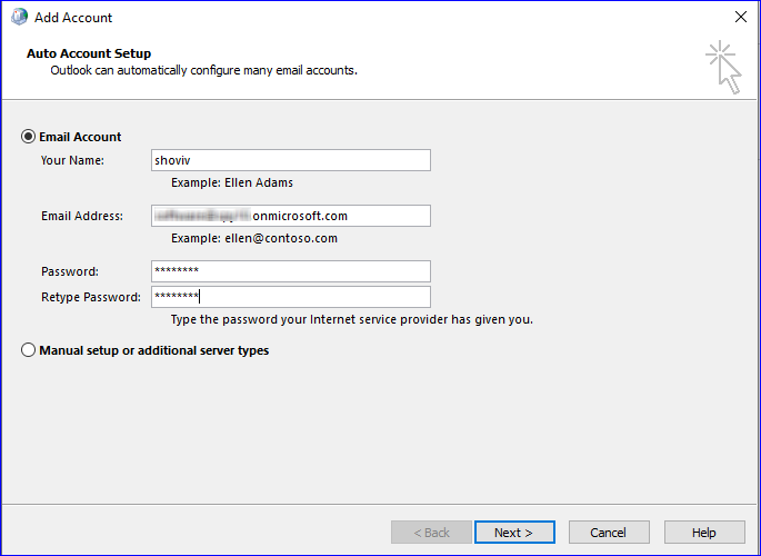 create an online outlook profile