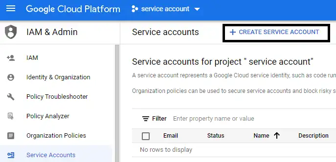 generate P12 key for Google service account