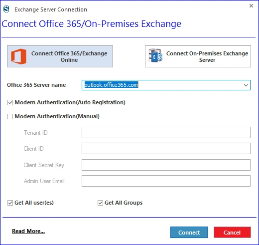 connect with office by entering credentials