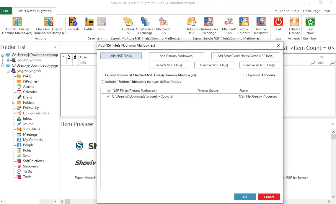 add nsf file after installing tool