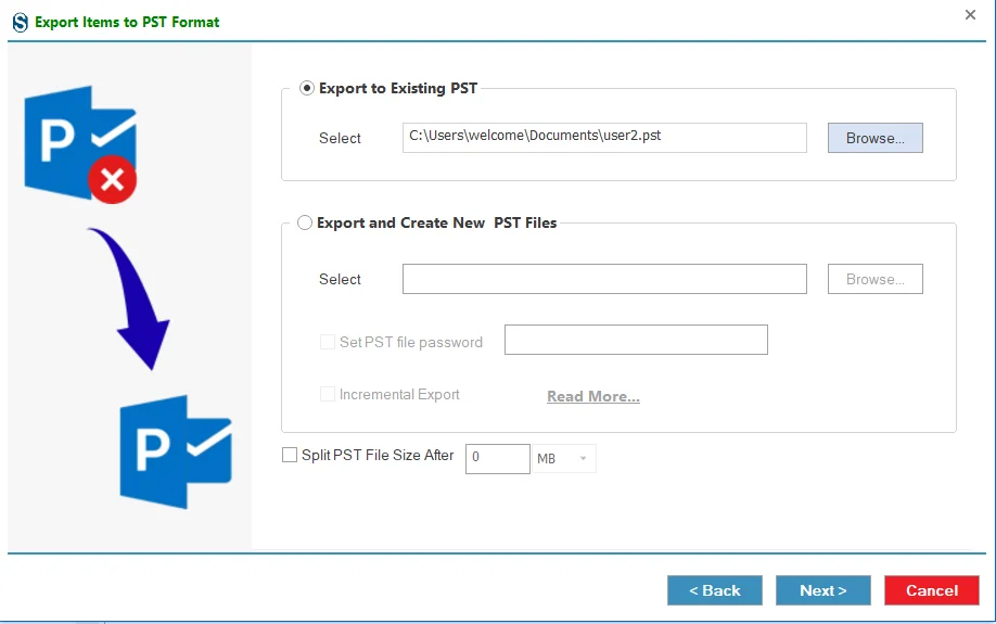 export on existing or create new