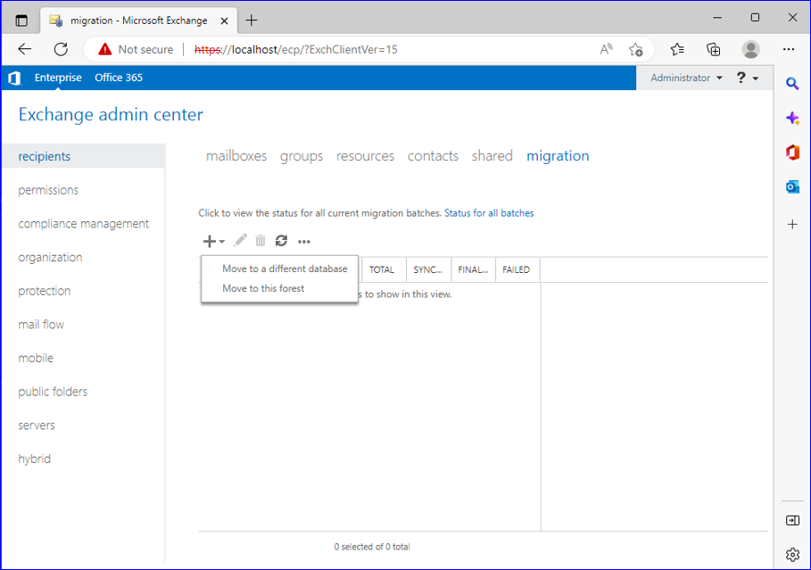Open the Exchange Admin Center 
