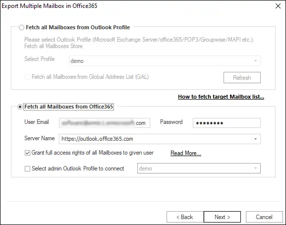 choose the Fetch all Mailboxes from Outlook