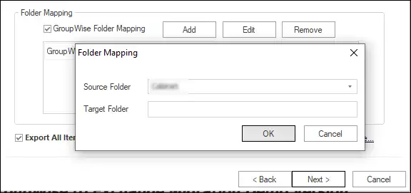 Check the GroupWise folder mapping option