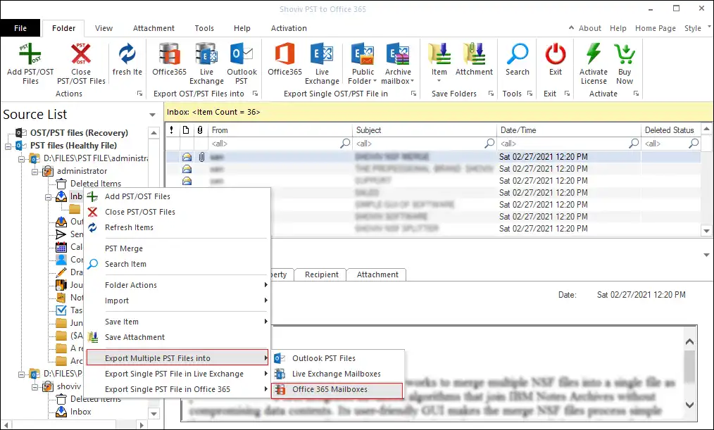 upload PST to Office 365