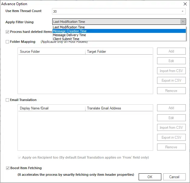 Thread count option to maximize upload speed