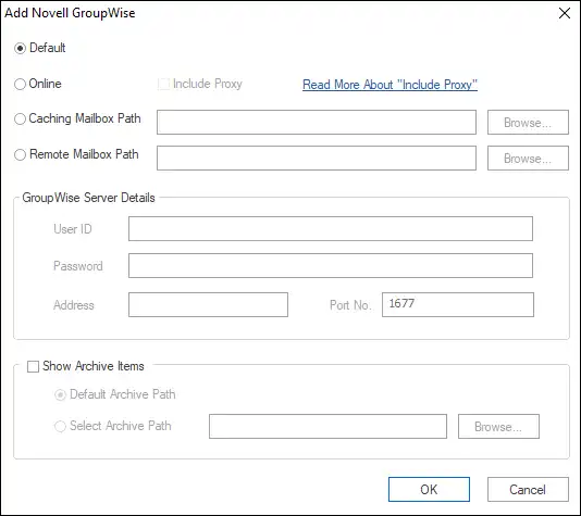 options to connect your GroupWise