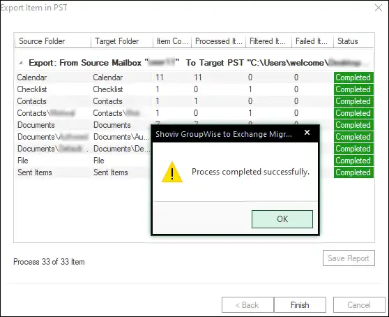 Convert GroupWise to Outlook finish