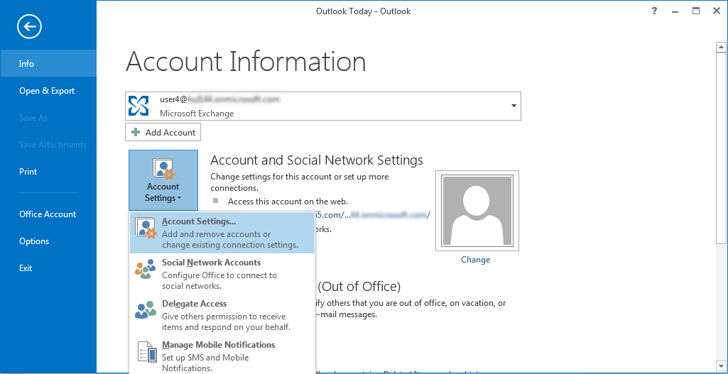 navigate to the File tab >> Account settings>>Account settings