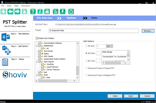 Choose date wise Split Option