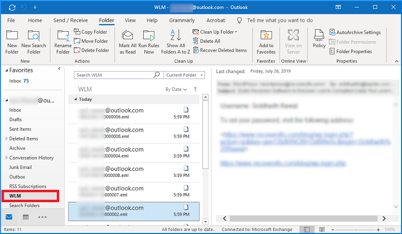 Windows Live mail location