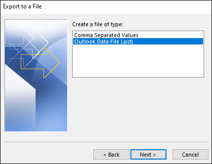 Select Outlook Data File