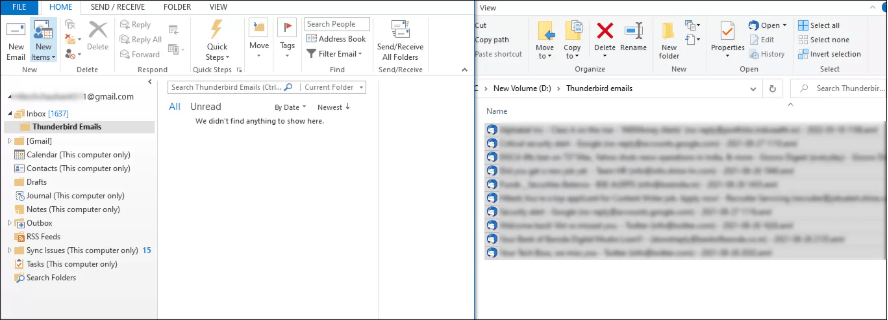 Import Single or multiple EML files in Outlook Mail via Drag and Drop