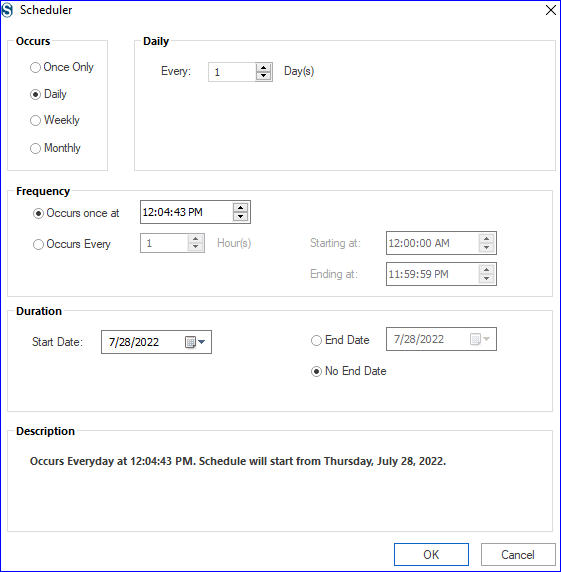 scheduling jobs on daily, weekly basis