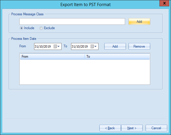Export Exchange Public Folders to PST - Filter option