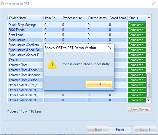 OST to PST Conversion finish