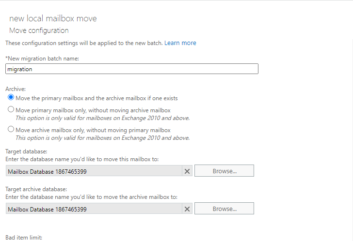 Include a new name to the batch migration