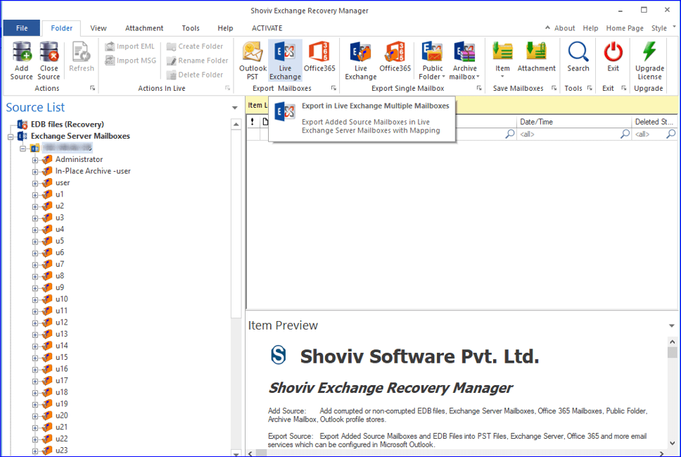 , go to the ribbon bar and select the Live Exchange