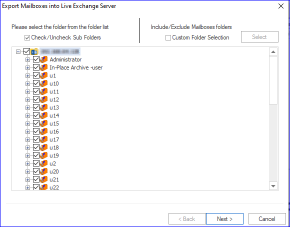 check or uncheck subfolders will open