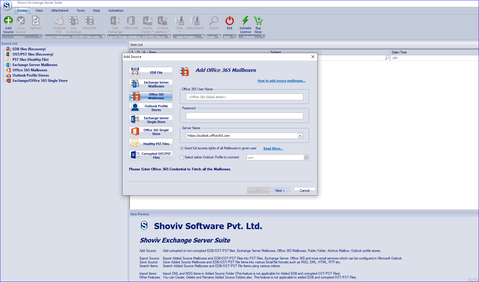 install Shoviv Exchange Server Suite
