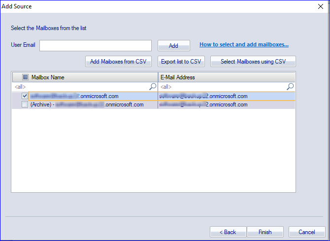 Choose mailboxes and click Finish
