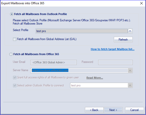 Fetch all mailboxes from Office 365 