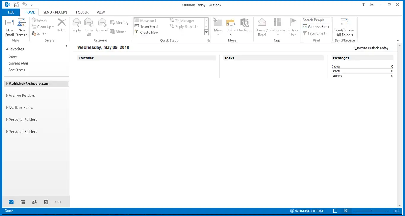 Outlook Import Export Wizard