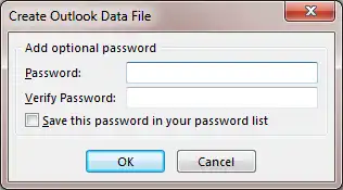 generate password for outlook PST file
