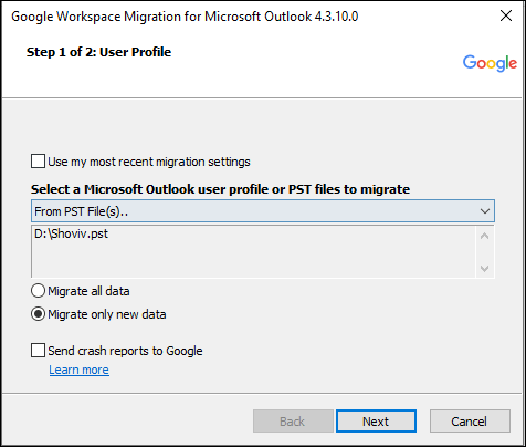 select pst file