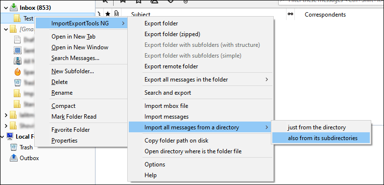 Import all message from directory 