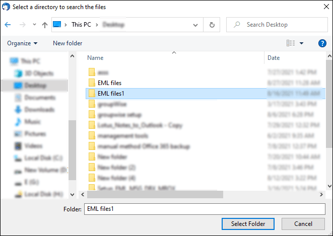 Export emails to EML file