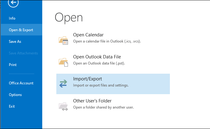 Outlook Import Export 