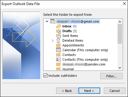 Backup Gmail emails