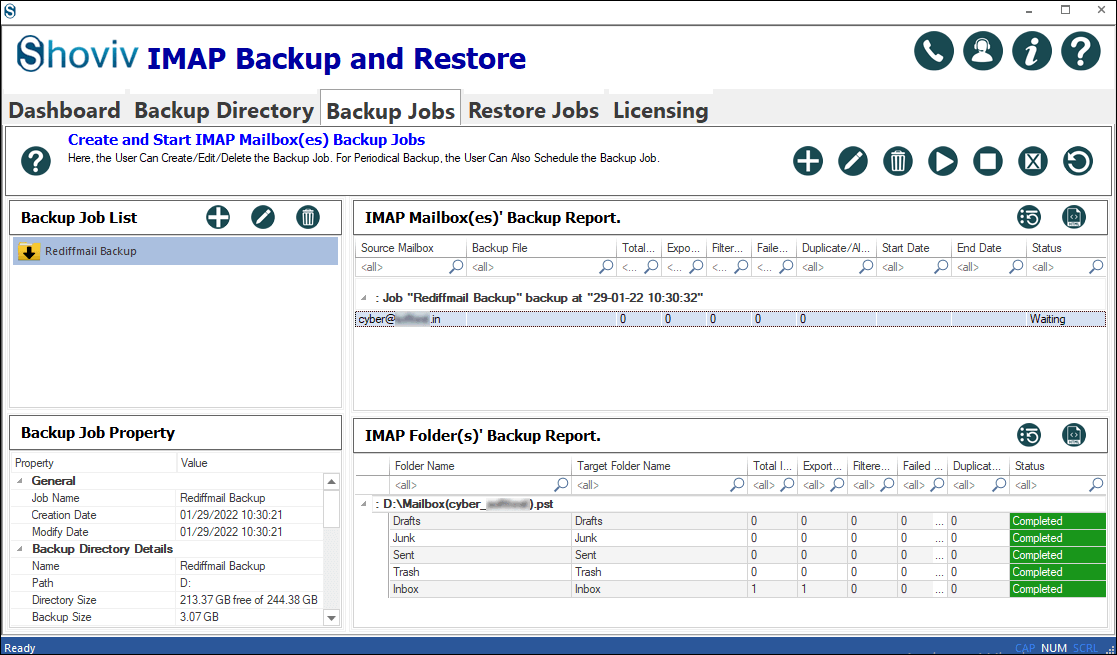 Backup Rediffmail to PST 9