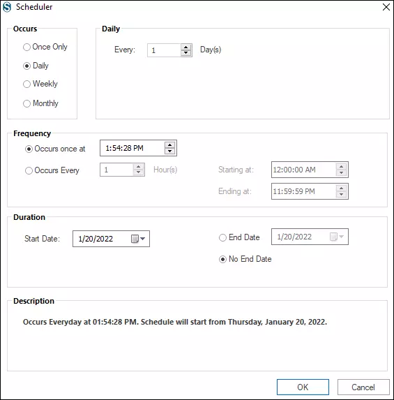 Schedule the backup process for daily