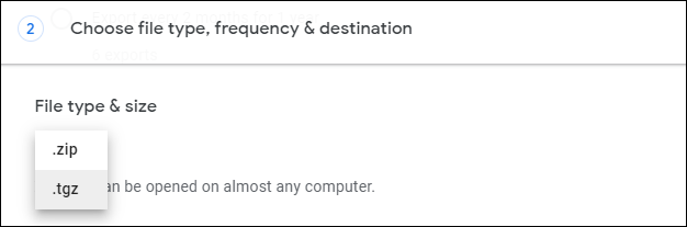 select the file type and size