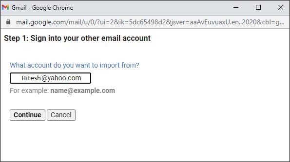 Enter your Yahoo mail email address 