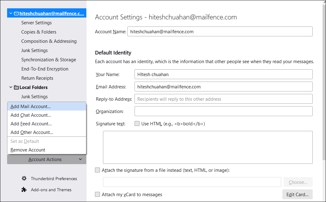 click the Account Actions button 