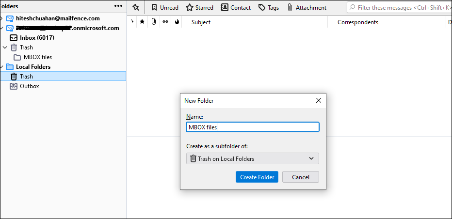 o Enter a name for the Subfolder 