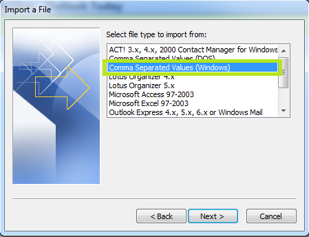 choose Comma Separated Values 