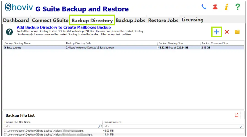 : ตอนนี้คลิกที่ Backup Directory