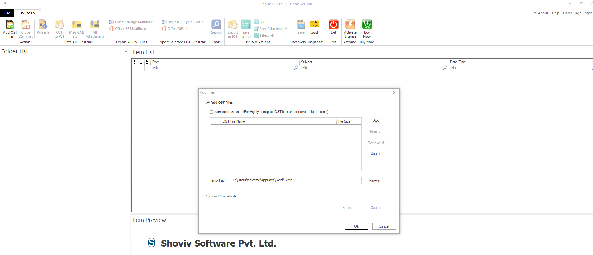 • Install and Launch the Shoviv Software