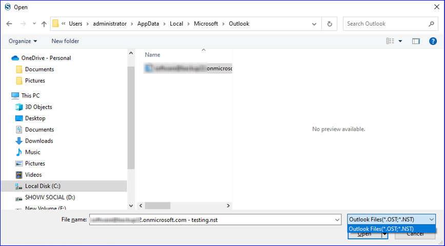 click on the Add OST files 