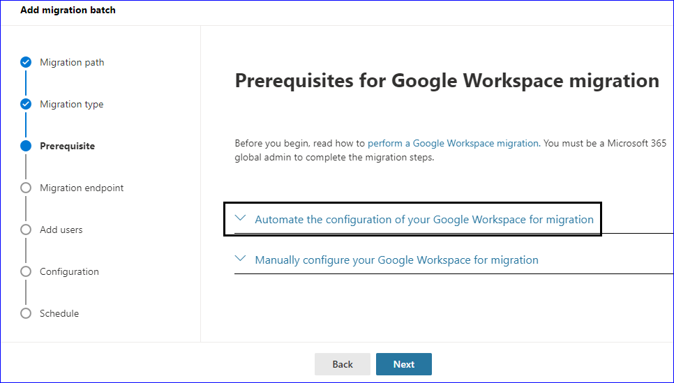 Prerequisite for Google Workspace to M365 migration
