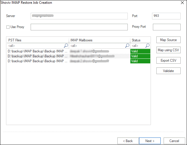 provide the server name (Thunderbird) and map PST files 