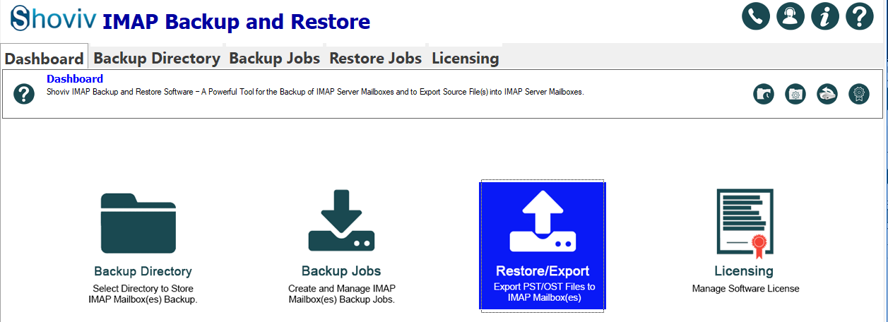 click on the Restore/Export button 