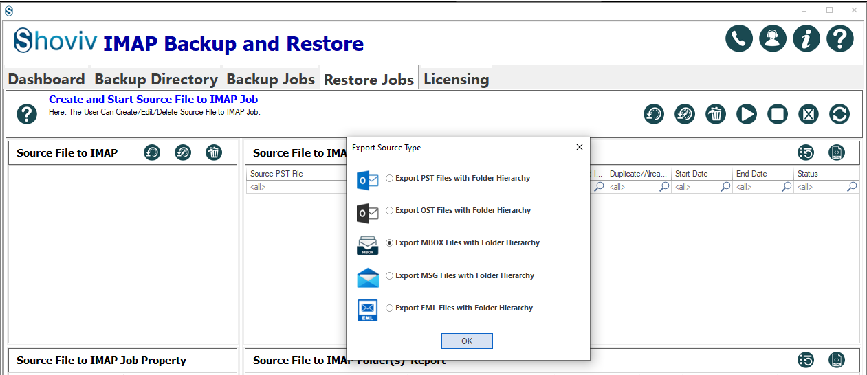 select the MBOX file format 