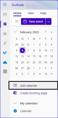 click on the Add calendar