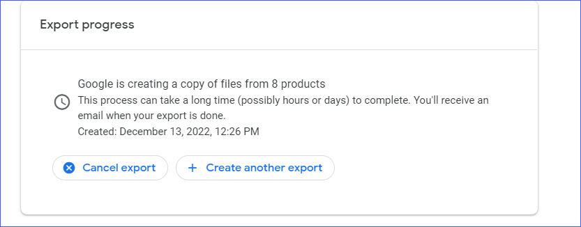 the export will get created