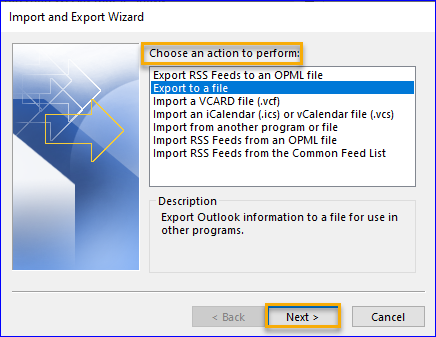 Export to a file